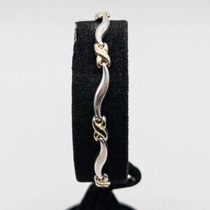 Signed 14k Yellow Gold Sterling Silver Tennis Bracelet